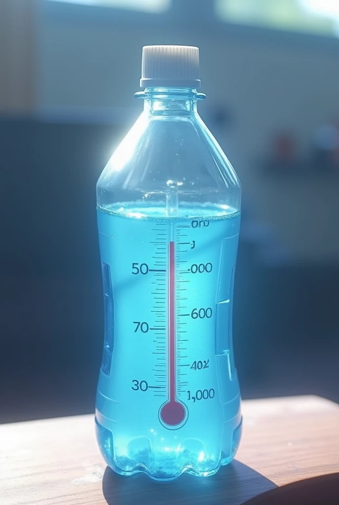 create an anime style banner with the theme of a homemade thermometer made from a plastic bottle and isopropyl alcohol
