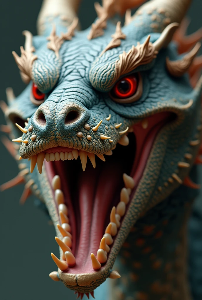 (photorealism:1.2), Open dragon mouth close up shot