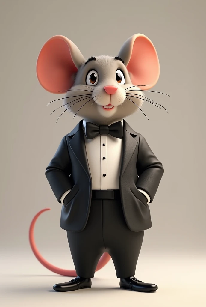 Mouse in tuxedo smiling