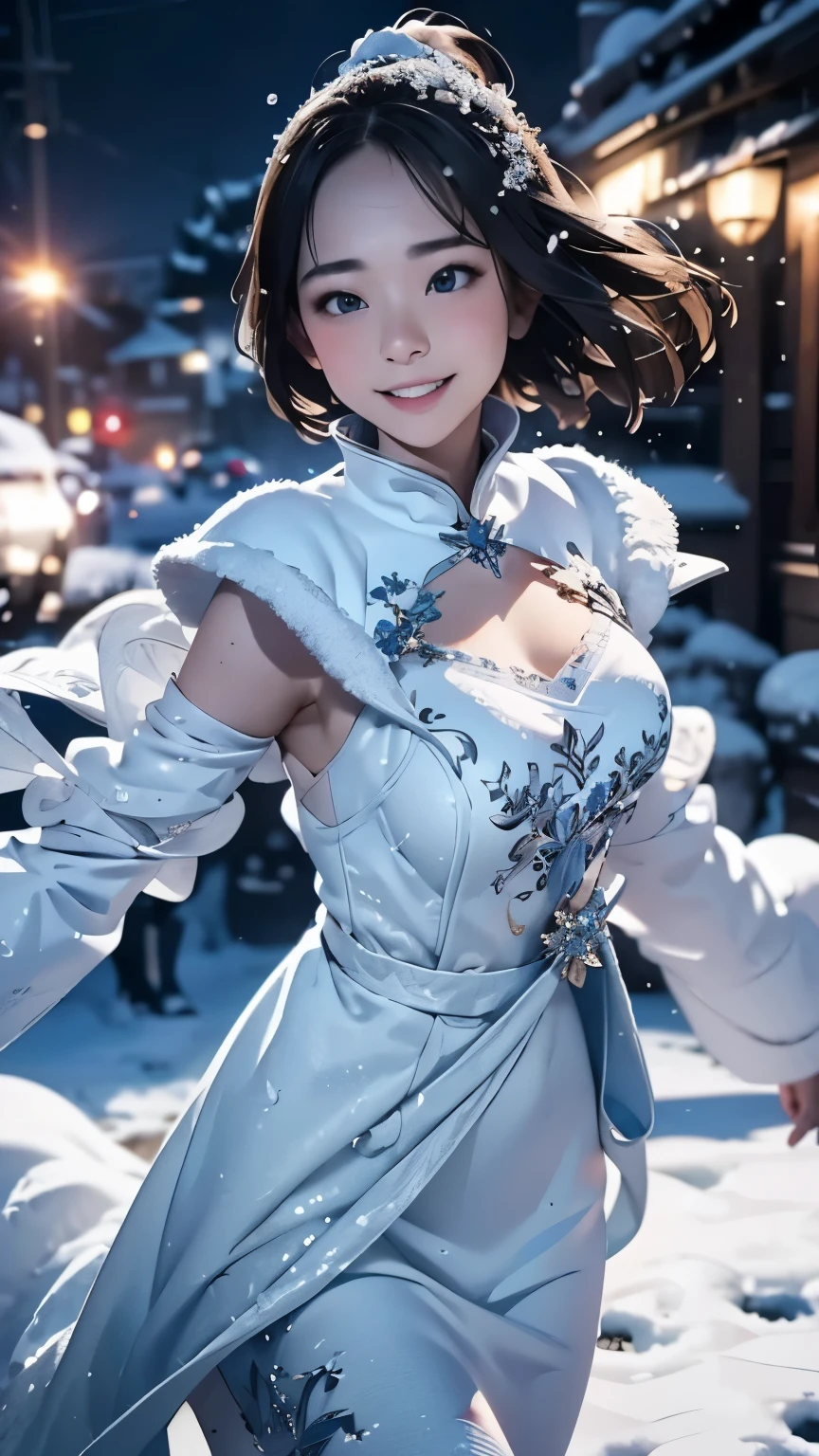 (masterpiece、Highest quality、Highest quality、Official Art、Beautiful and beautiful:1.2)、(One personのAdult women:1.3)、Bobcut、Moderate bust、Black Hair、Snow Scene、Snow powder、Smiling face close-up、Glossy Lips、Shining Eyes、The snow queen、White Armor、Cosplay、(Real、High resolution)、(One personのAdult women)、The snow queen、Close-up eyes、Adult women、(Highest quality)、(Tabletop)、(One personのAdult women)、One person、美しいAdult women、Perfect Face、dream-like、Very detailed airbrush art((Surreal))、Volumetric Lighting、(Highest quality)、Super detailed、(Structure of movement:1.4)、Very complex and colorful details、(Bright lighting)、moving composition、Ray Tracing、The mirror reflects light、Shallow depth of field、Super detailed、Exposure Blending、Her eyes shine deeply pink、Snow falling in the background、