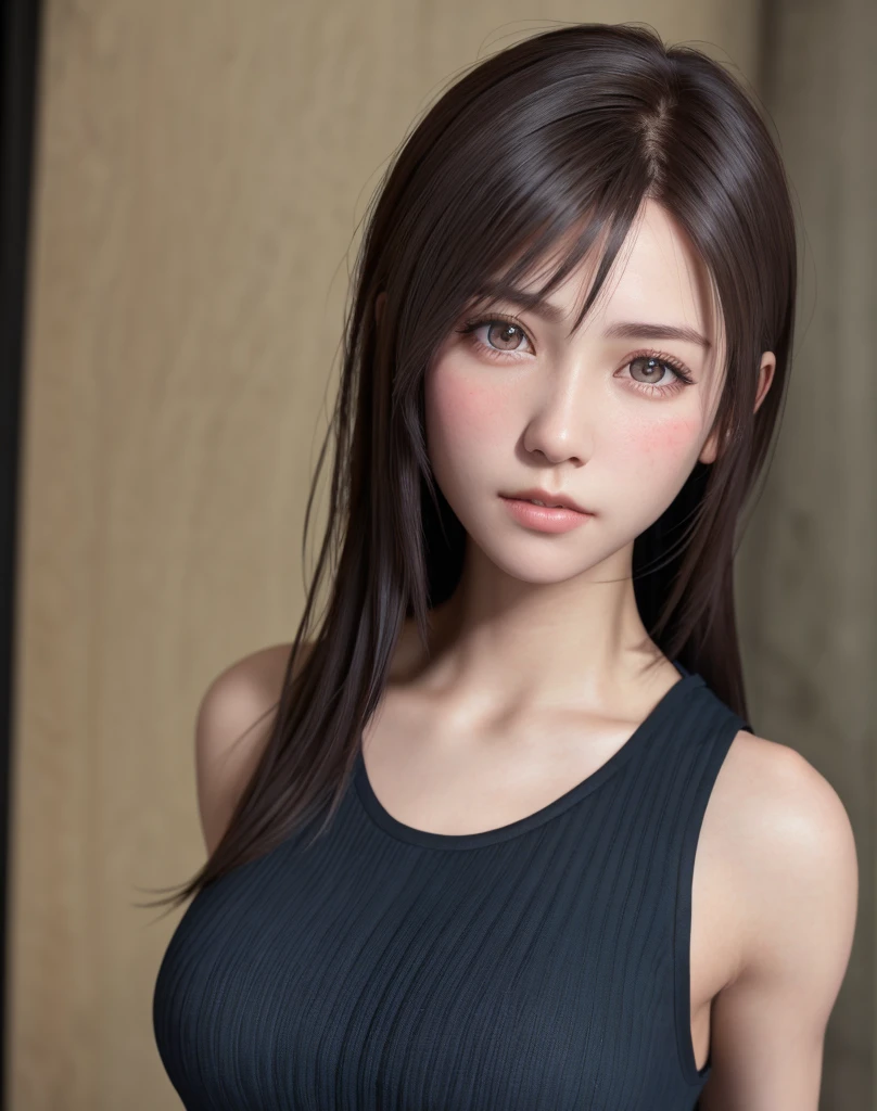 high quality picture, masutepiece, detailed hair texture, Detailed skin texture, Detailed Cloth Texture, 8K, Add fabric details, ultra detailed skin texture, ultra detailed photographic, Skin pores, Portrait of a girl, wearing tank top,