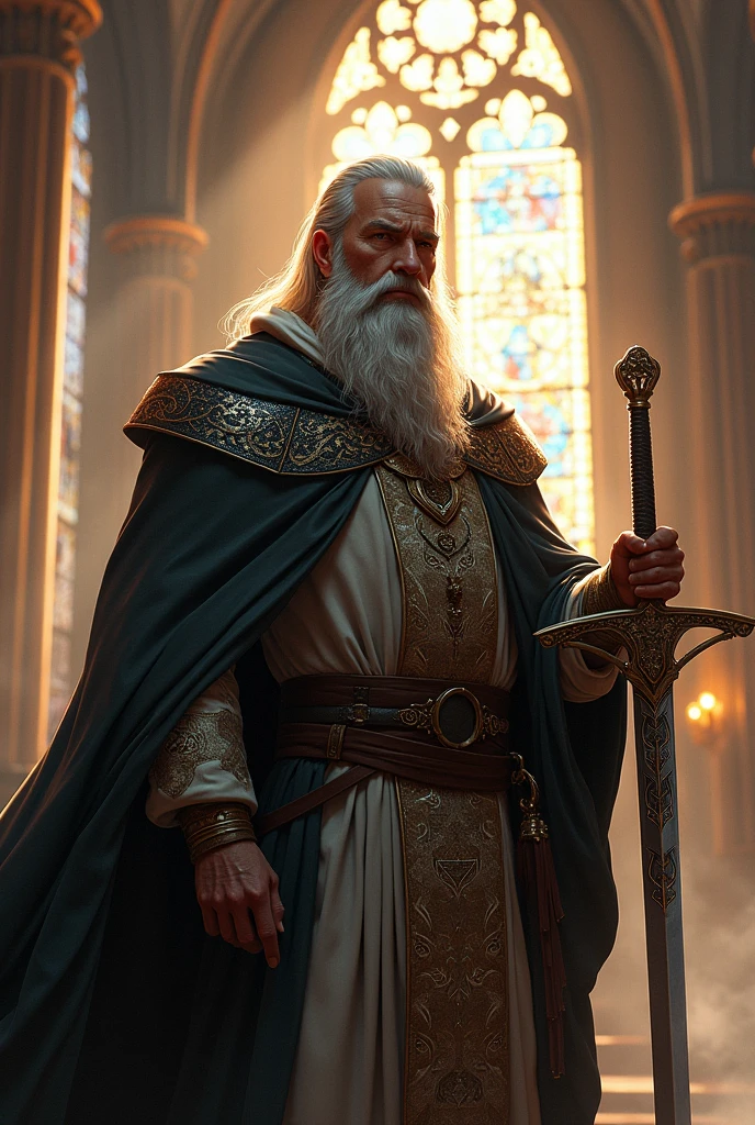 Please make me a swordsman priest protagonist