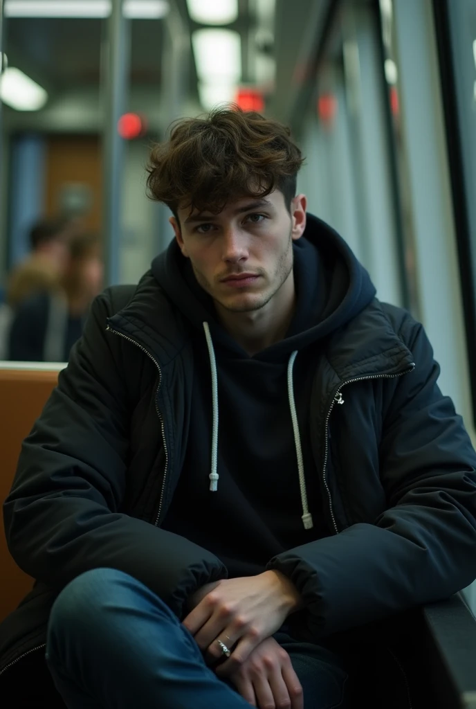 A boy age 27 he lost his girlfriend. He sat in metro station feeling very bad.