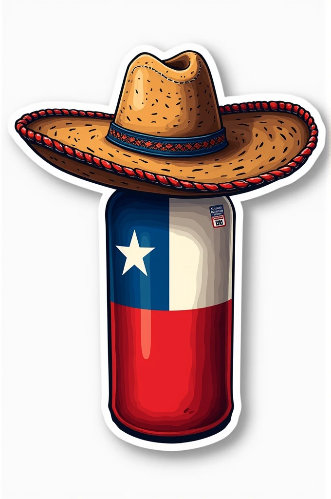 Sticker of a huaso hat with a 2d Chilean flag