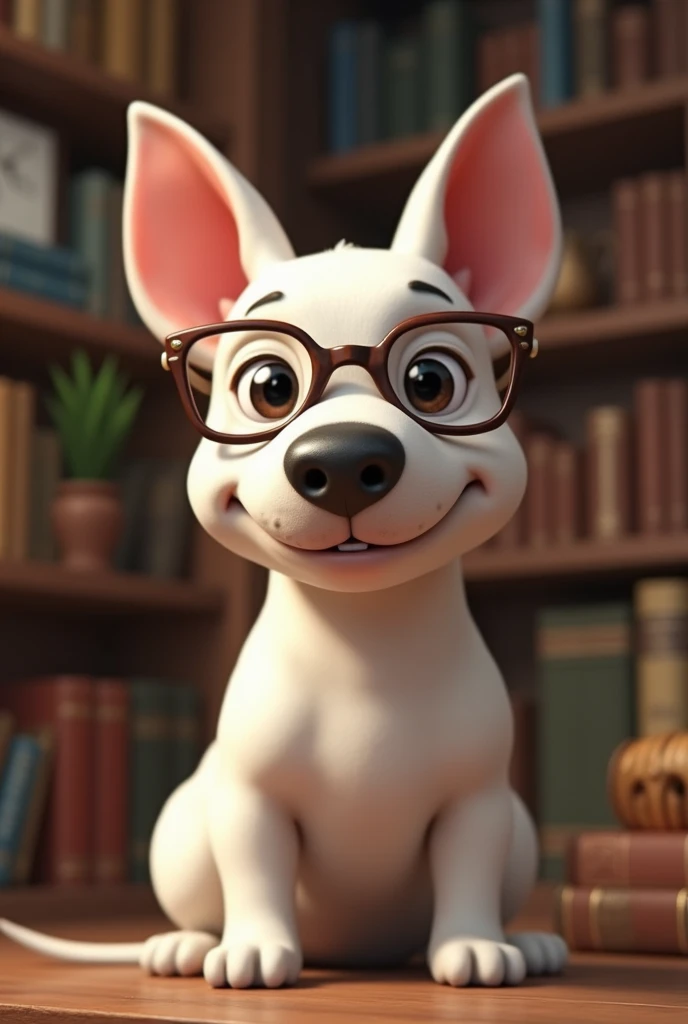 bull terrier with glasses