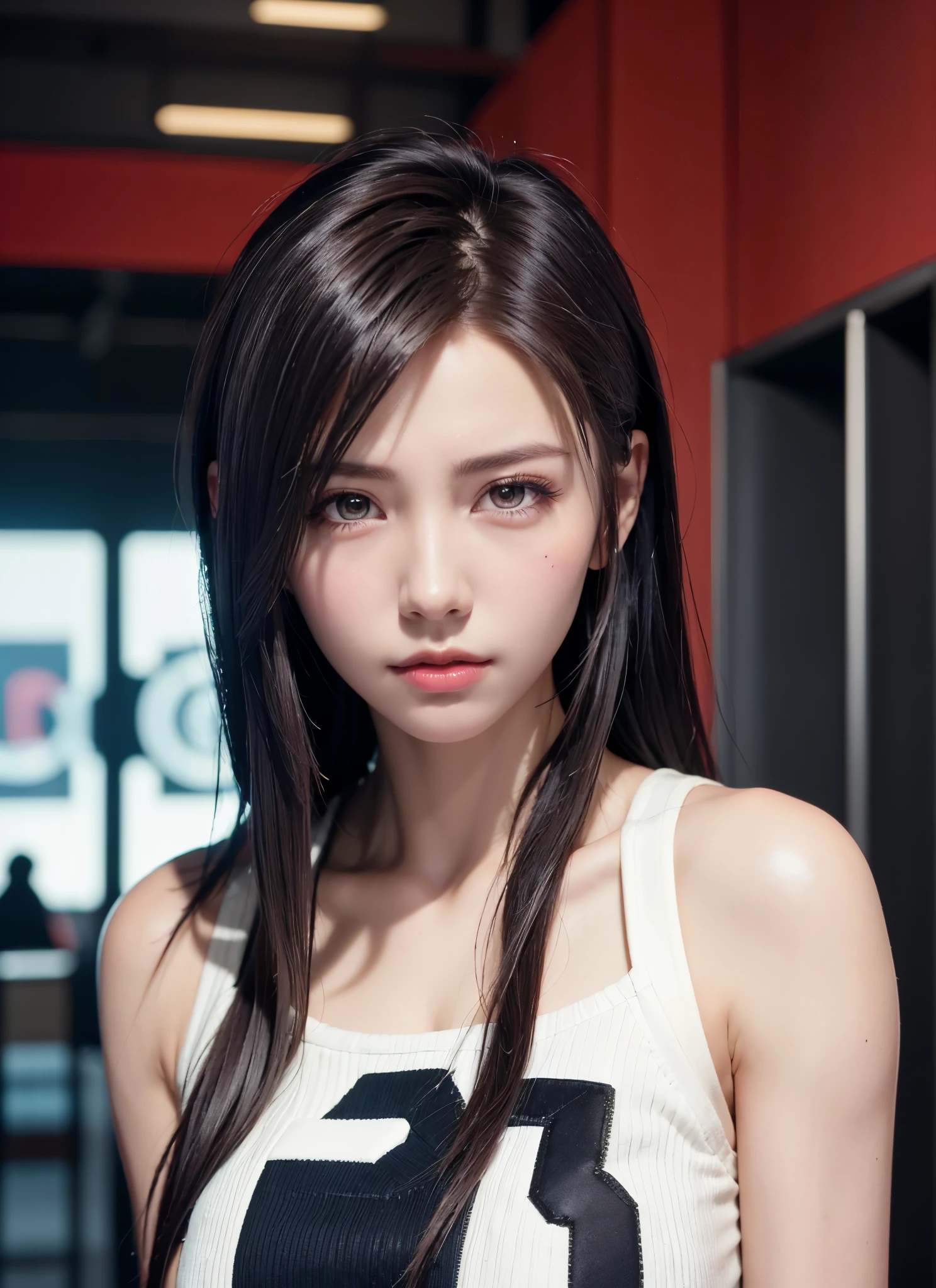 Wear cyberpunk complex streetwear, Beautiful, girl, detailed portrait, 4 k, Bright colors, Concept art, With a cinematic and dramatic atmosphere, Sharp Focus, Volumetric lighting, Cinematic lighting, Studio Quality
