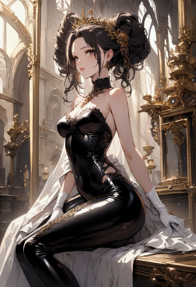 Princess in latex leggings
