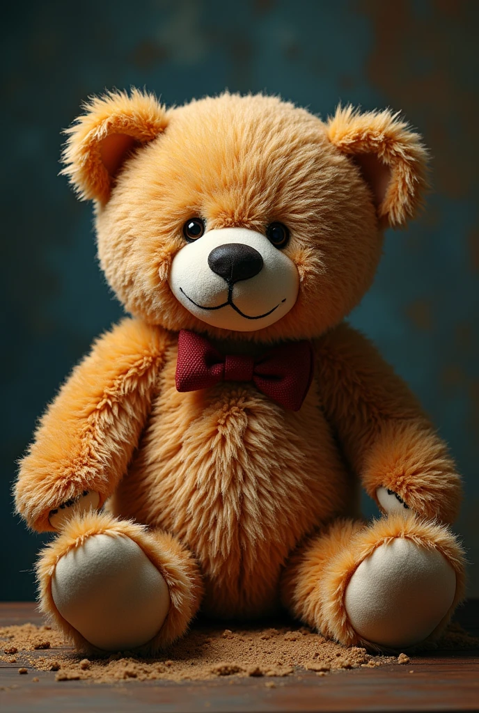 A teddy bear with its head ripped off