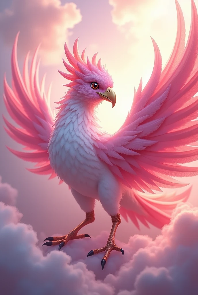 pink and white phoenix mascot

