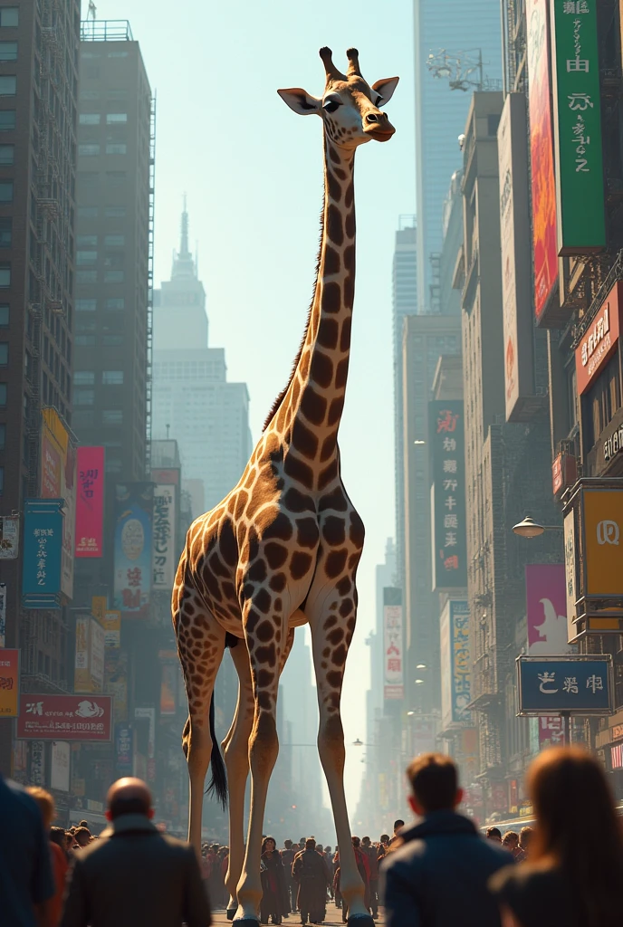 Giraffe in the crowded place