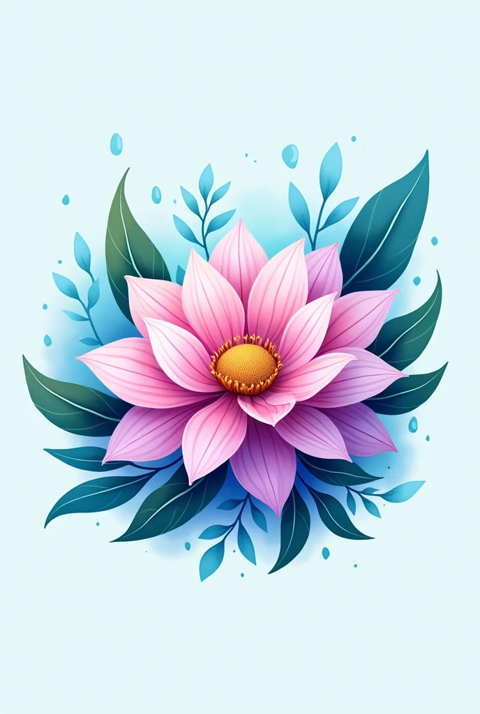 logo brand for a colorful water company with flowers and pink