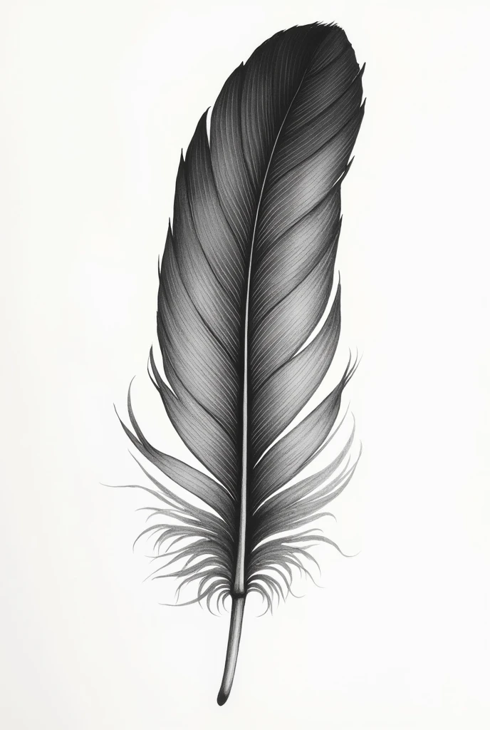 realistic feather inside an ink
