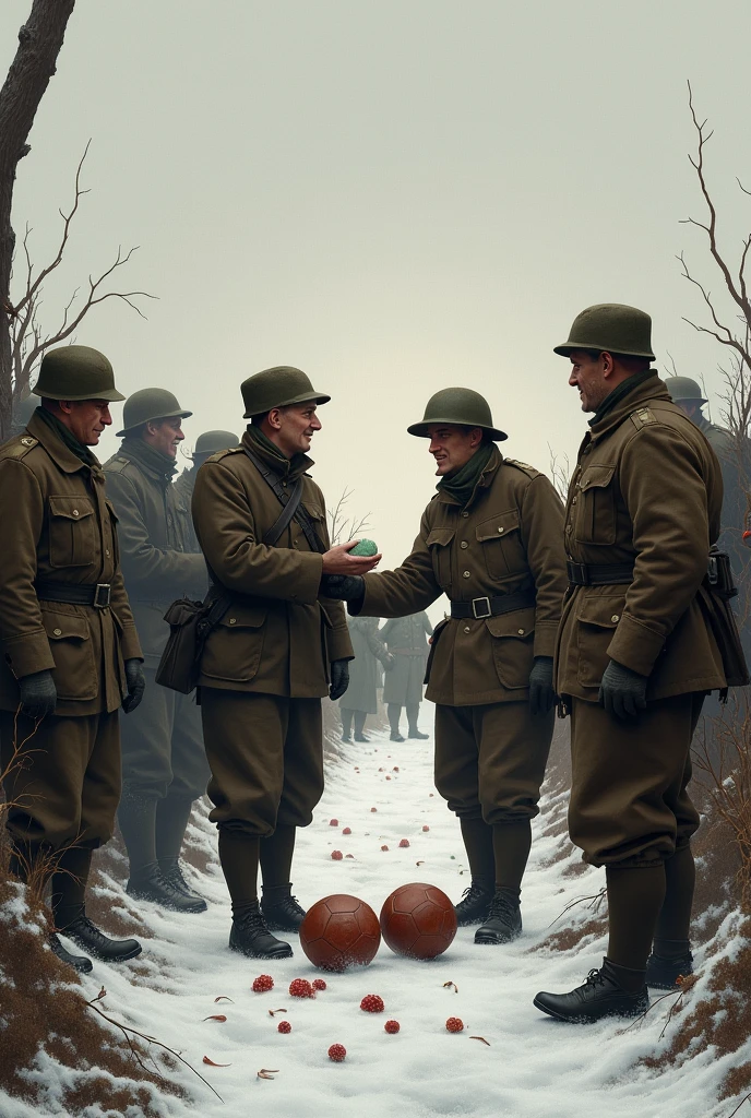 Generate an image of the Christmas truce of 1914 