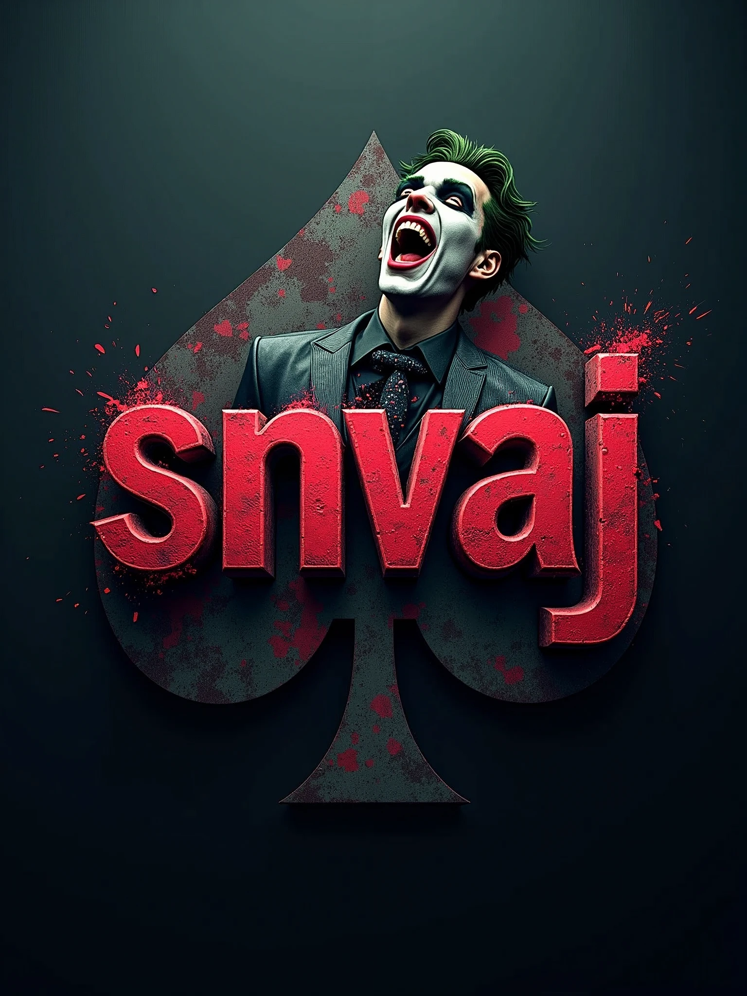 logo "snvaj" stylish letter logo , joker background, realistic and attitude with joker,