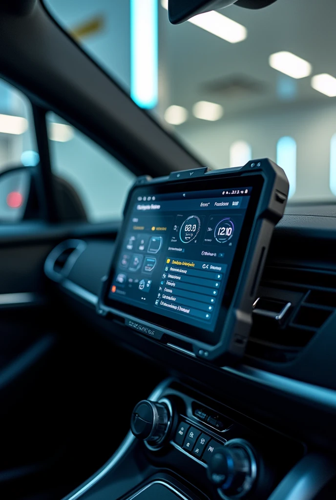 There is a tablet in the car for diagnostics
