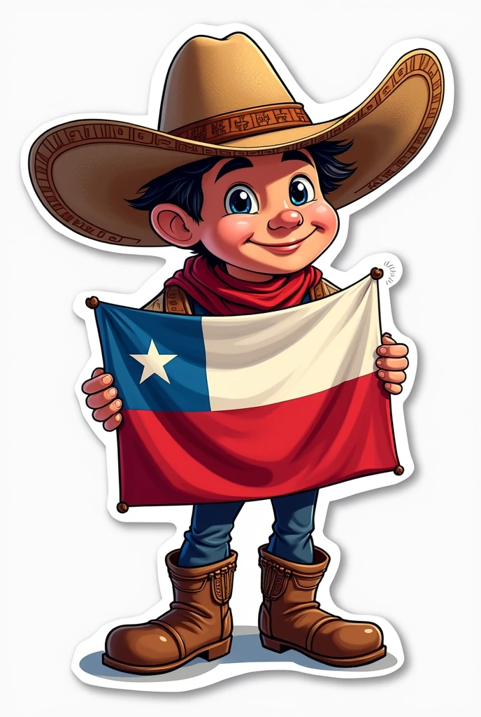 Huaso hat sticker with a Chilean flag, simply unrealistic