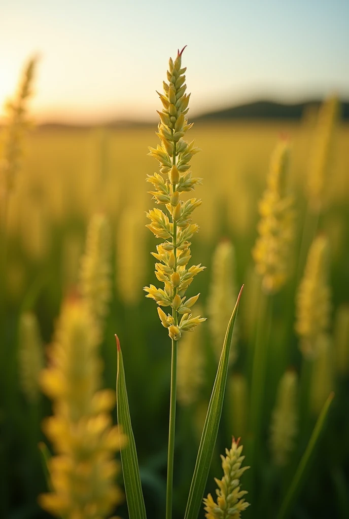 A field of quinoa with a small blockchain technology icon in the upper left corner.