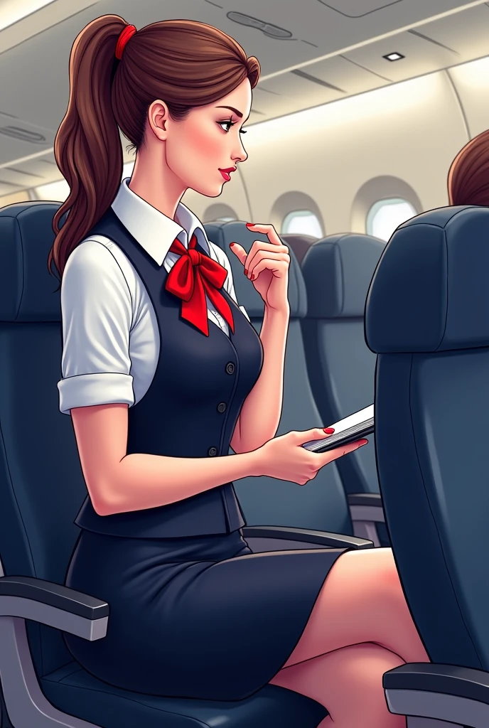 Create a picture to illustrate this ebook title : 110 Essential In-Flight Scenarios: The Ultimate Flight Attendant's Guide to Mastering Every Passenger Situation. I need it hyper realistic, HD quality, at least 300DPI