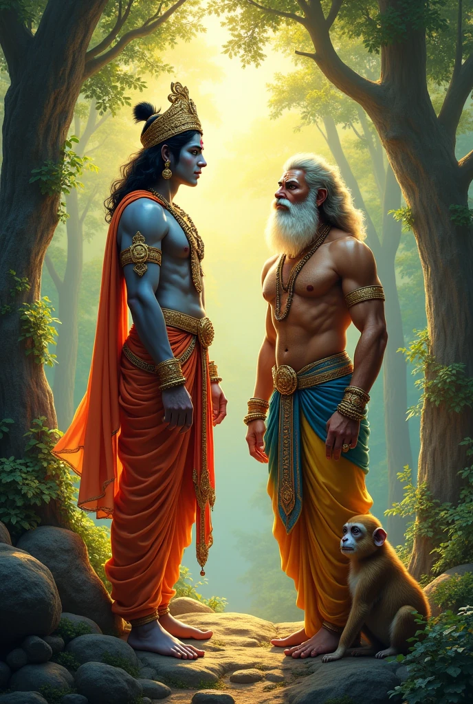 Bagavan ram with bagavan hanuman ji in forest