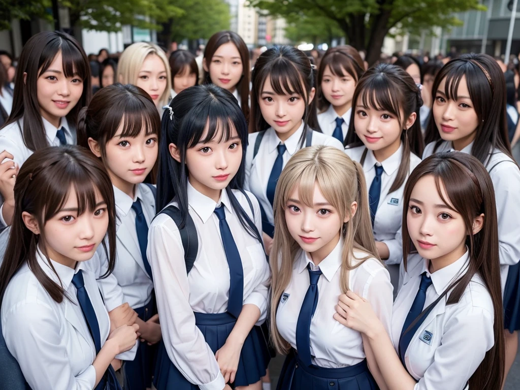 (((Clone Art)))、((Very detailed depiction of a female avatar))、8k、Realistic、20-year-old、Beauty Women、(A girl in a bronze maid outfit)、The skirt is brown、White Pantyhose、Black leather shoes、Hair in a ponytail、Cute smile、Sticky skin、Big Breasts、Full cleavage、Full breasts、Jcup、(((Clone skill activated)))、(((There are many people with the same exact face and body type)))、((Full of girls who are just clones))、Surrounded by girls who are clones、Tens of thousands of girls、Standing、sitting、Crowd of girls、Split-ego girls group、A crowd of girls、A girl with an alter ego walks、smile