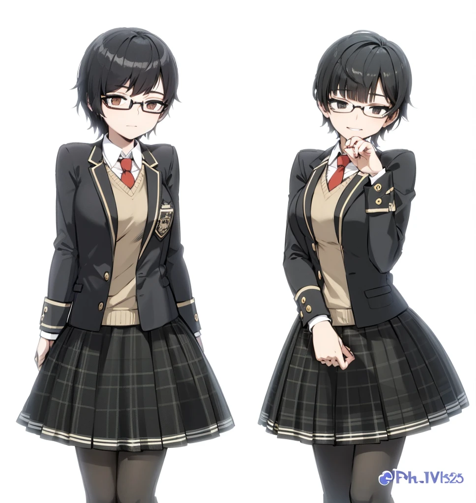 twins short black hair with glasses