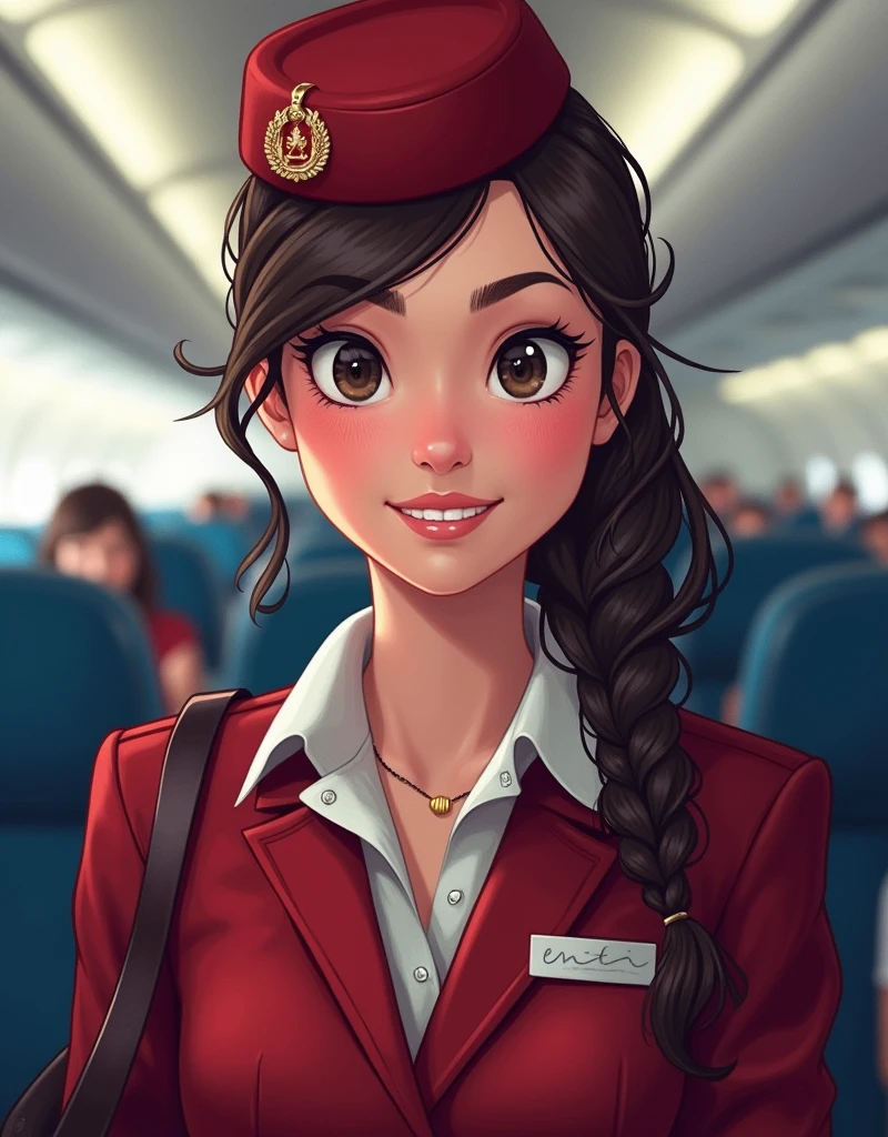 Create a portrait to illustrate this ebook title : 110 Essential In-Flight Scenarios: The Ultimate Flight Attendant's Guide to Mastering Every Passenger Situation. I need it hyper realistic, HD quality, at least 300DPI
