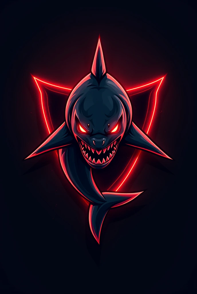 Aggressive black and red gamer pro logo shark