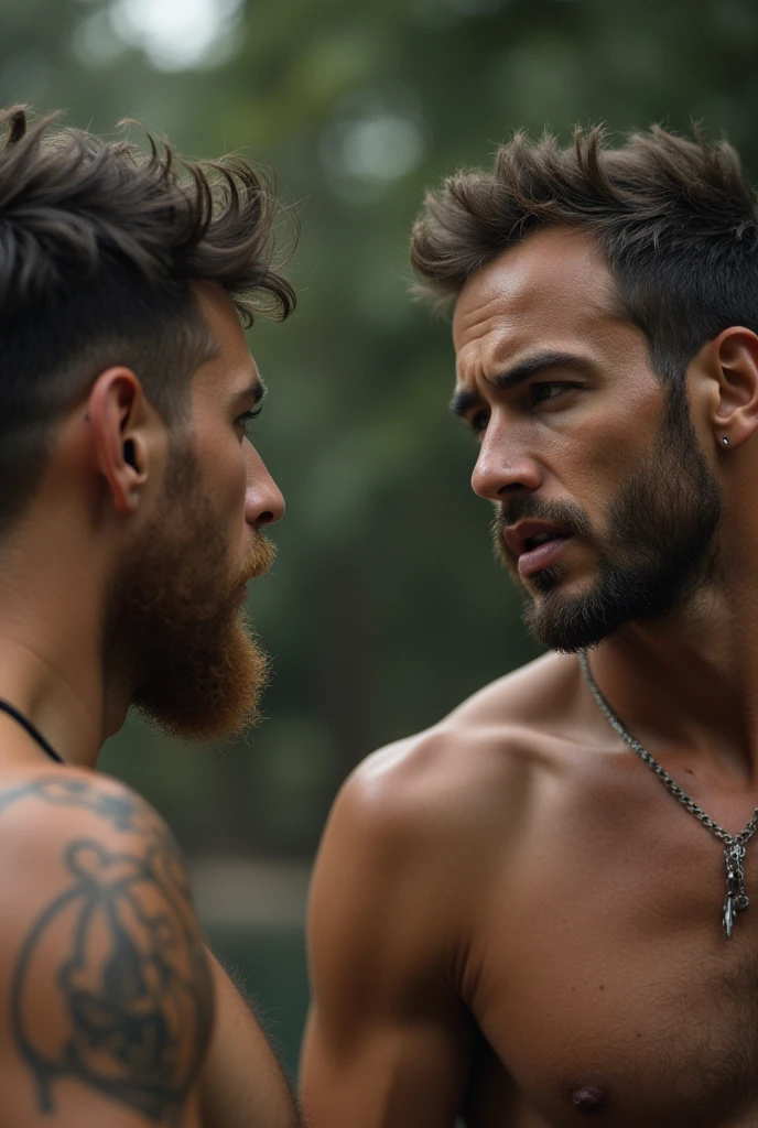 Two men watching their honry cock