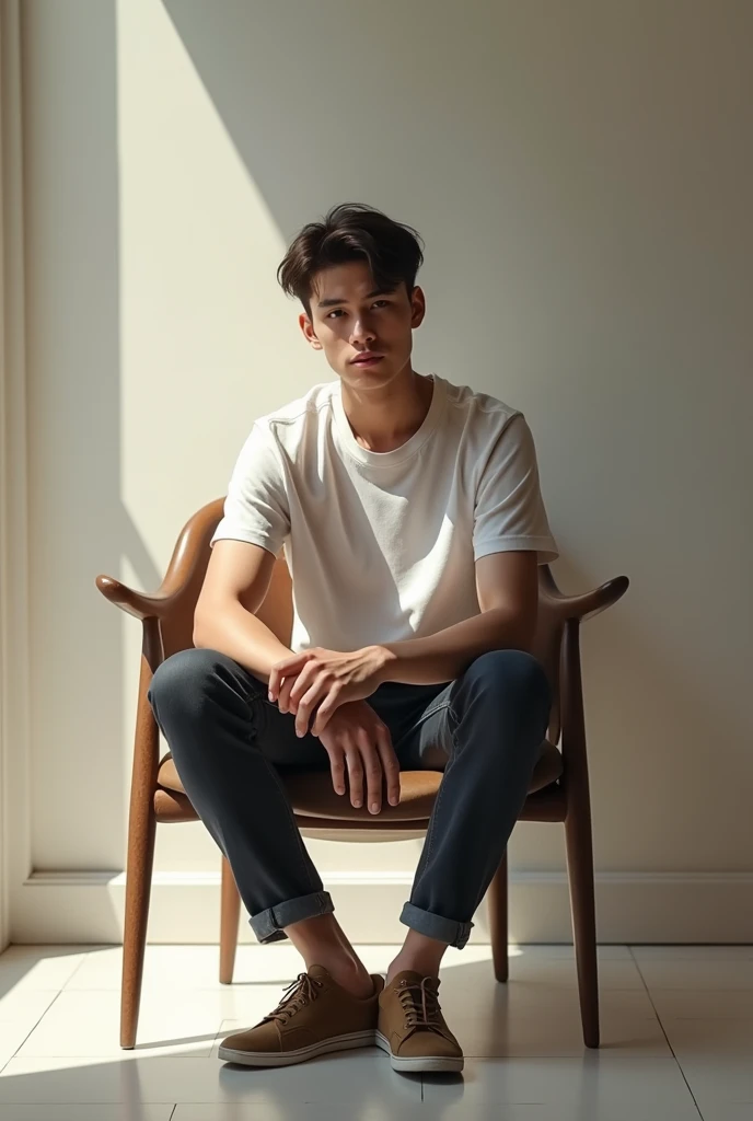 A 20 year old boy seating a chair
