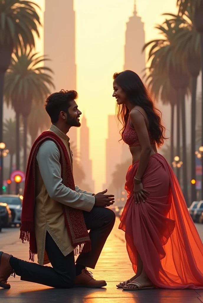 indian boy proposing american girl in los Angeles
