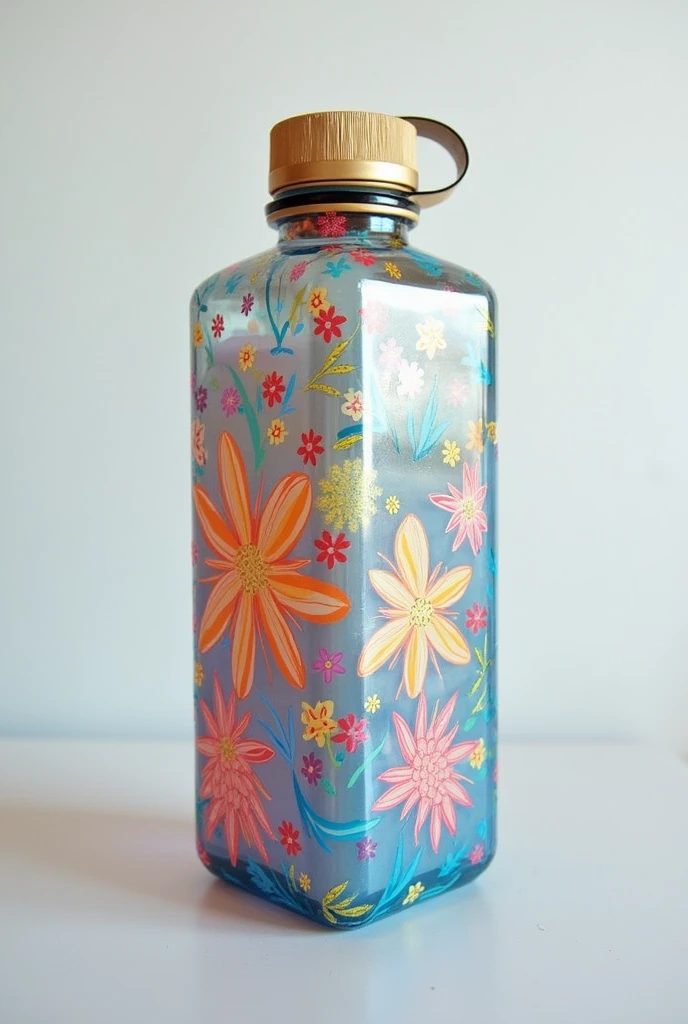Create a 500ml rectangular water bottle colerful