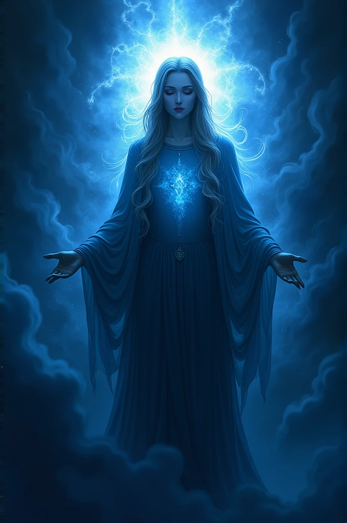 Make a saint in a blue and black gradient