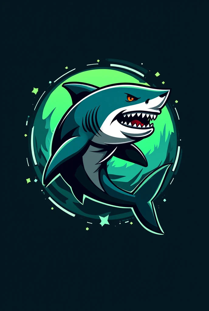 Shark gamer pro logo green color, blue and black