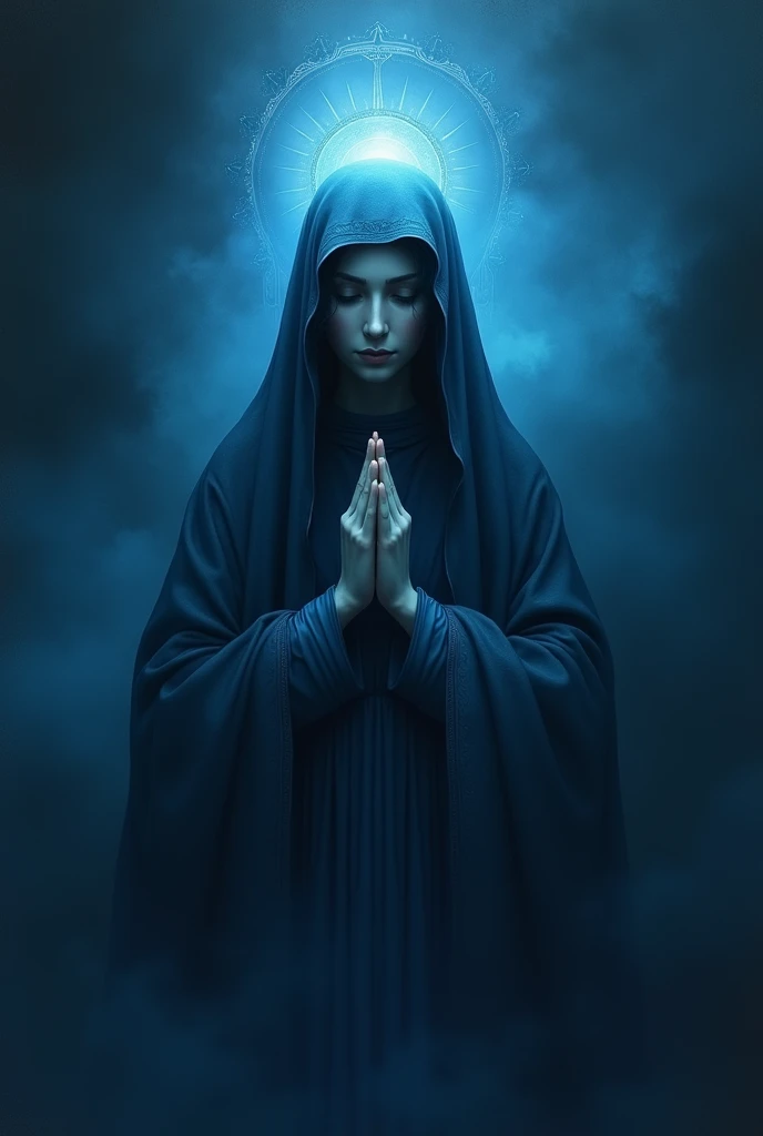 Make a saint in a blue and black gradient