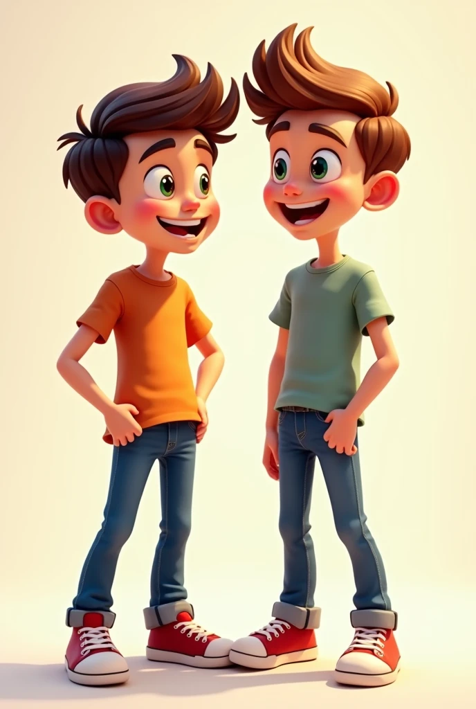 2 ANIMATED  TEENAGE BOYS WITH CASUAL CLOTHING 