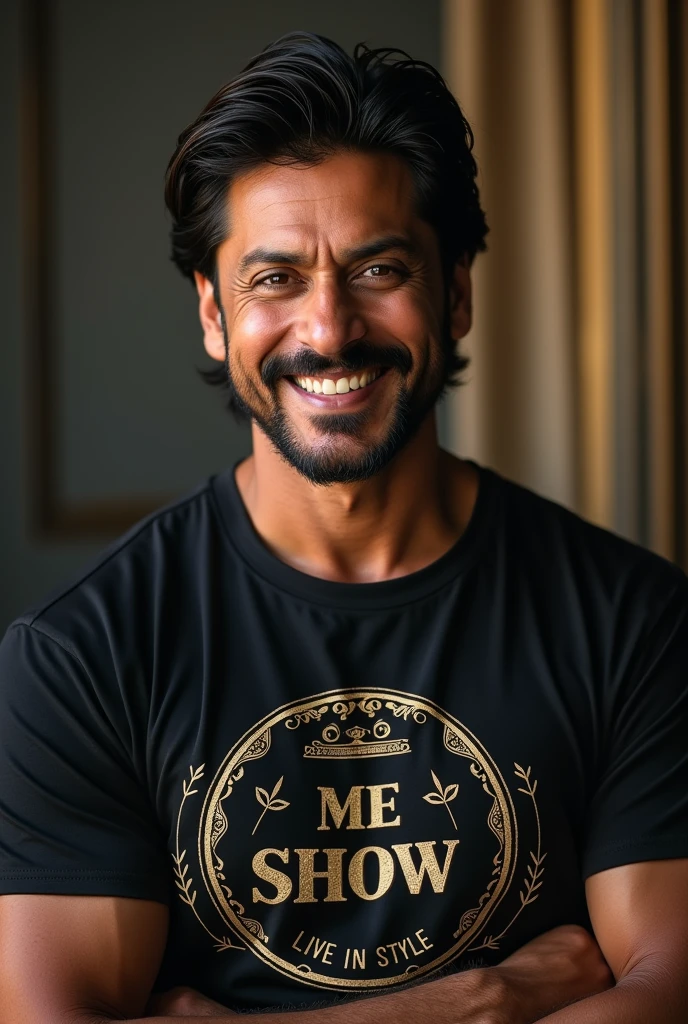 Srk wearing Luxury T.SHIRT Brand called ME SHOW
TAG LINE LIVE IN STYLE
