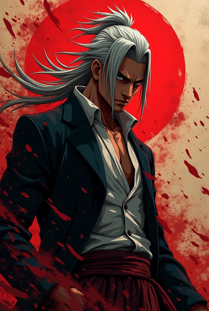 create a very brutal Kenpachi Zaraki image for a cover