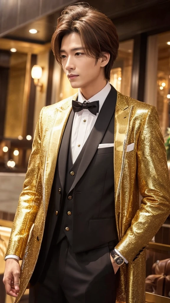 Lion male gold ✨ Elegant gold King bark、Sparkling front