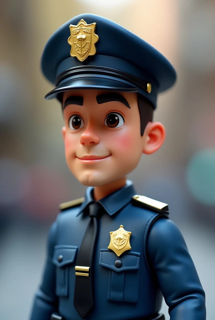 a close up of a toy figure of a police officer, character design police man, wearing a police uniform, police officer, character design police man!!, policeman closeup, policeman, officer, cartoon image, cop, police man!!, detailed cartoon, chibi, security agent, police, police uniform, full detail, in cartoon style, low detail