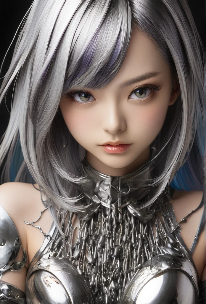 One Girl, Female Metal Spirit, Metallic Hair, Internal Metal, Put a few drops of metal on your skin,