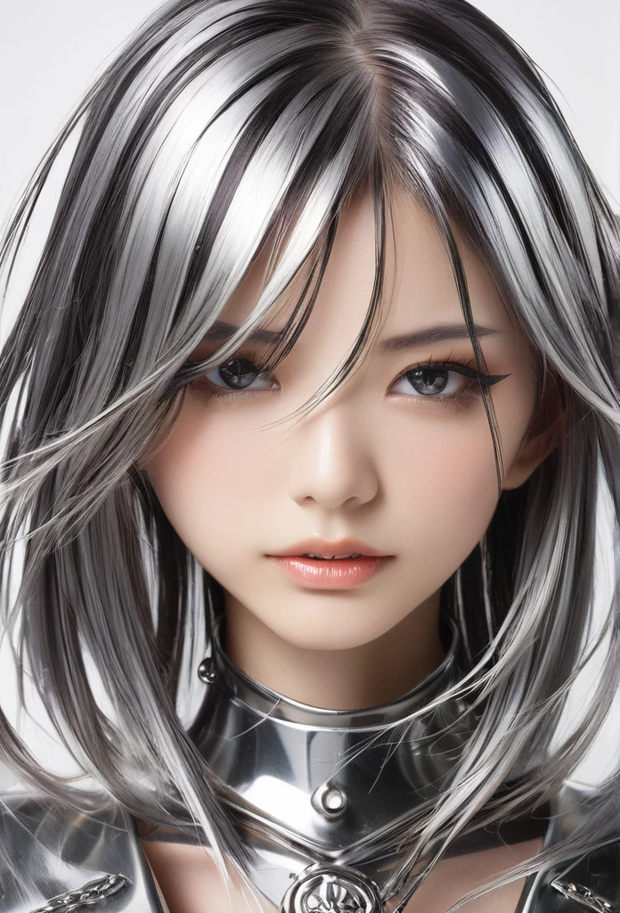 One Girl, Female Metal Spirit, Metallic Hair, Internal Metal, Put a few drops of metal on your skin,