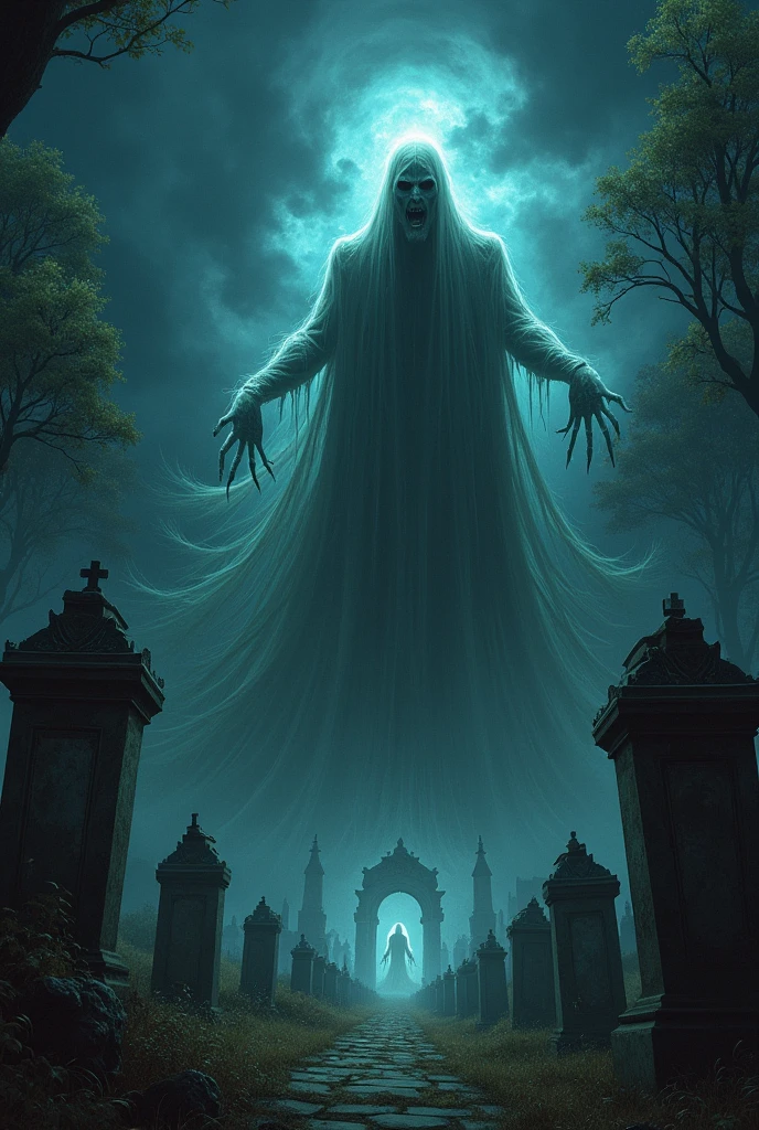 Scarry ghost and many souls looking bihand the cript at old cemitério abandoned