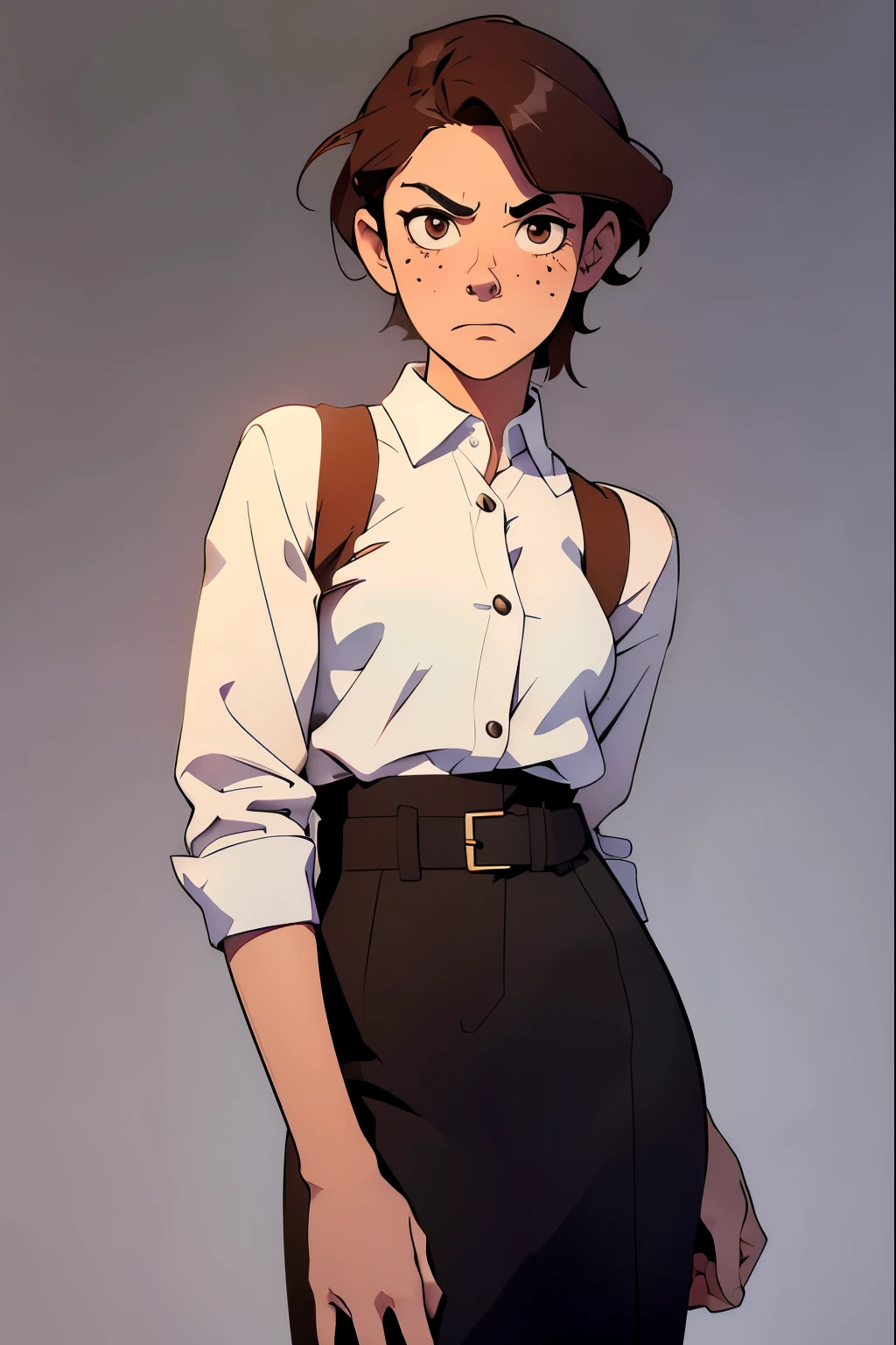 angry expression with brown eyes