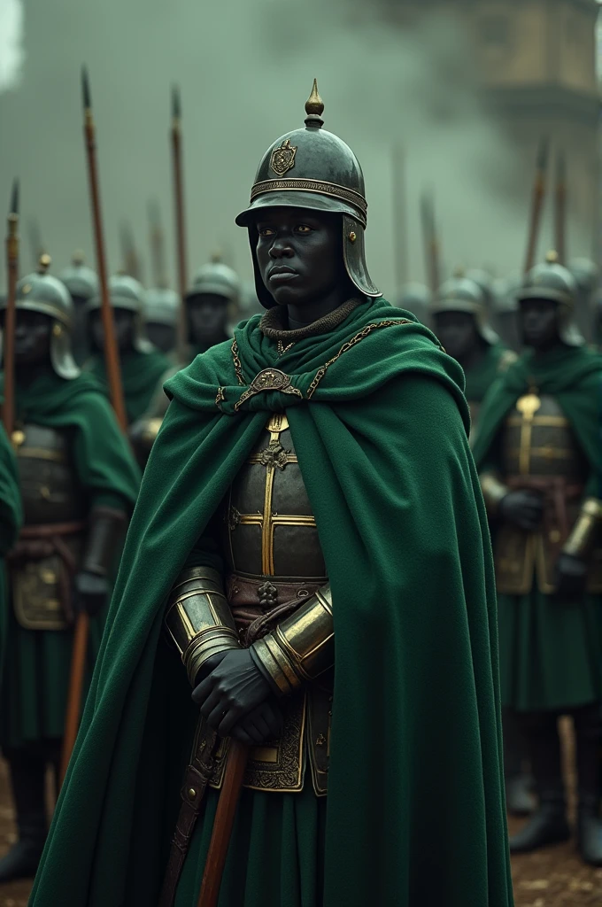 Dark green colour full dress soldiers of king war fighting