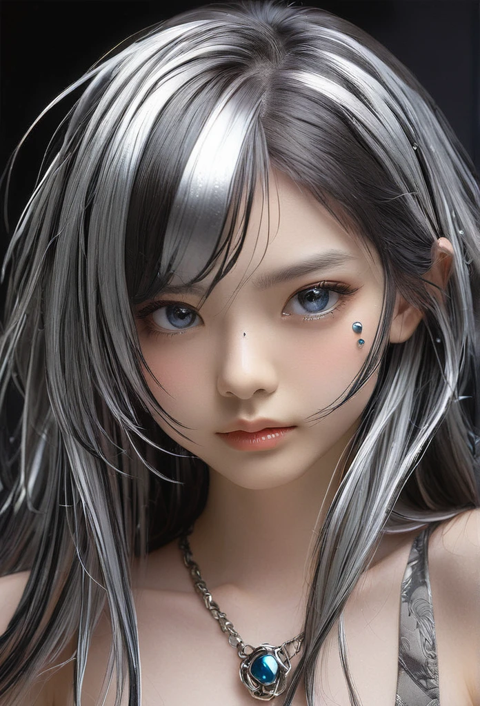 One Girl, Female Metal Spirit, Metallic Hair, Internal Metal, Put a few drops of metal on your skin,