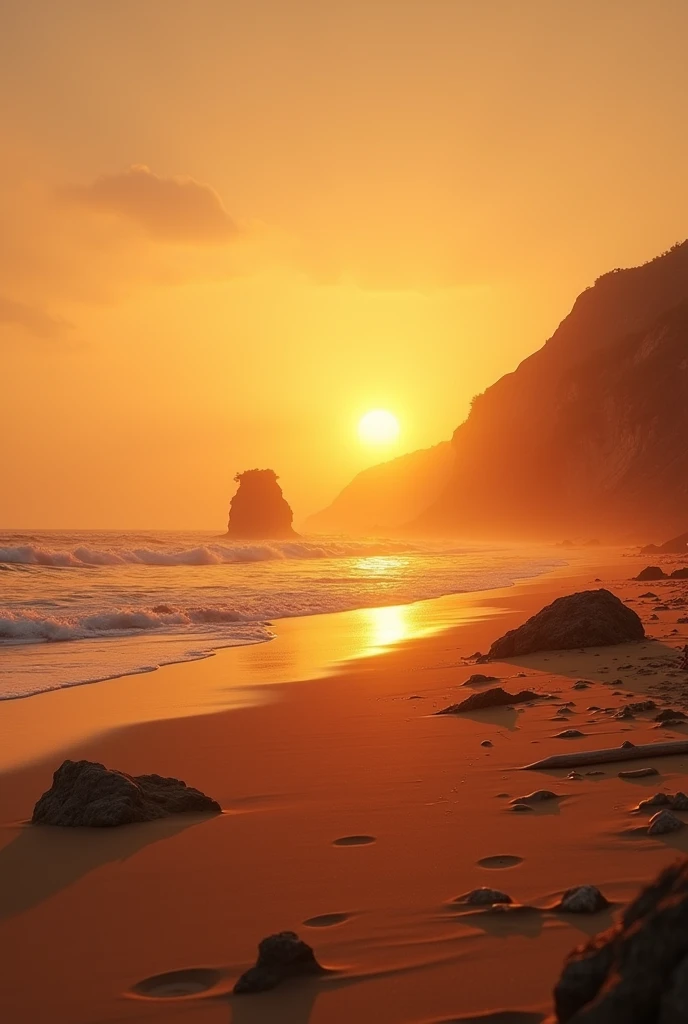 Very realistic 4k cinematic sunset on beach india