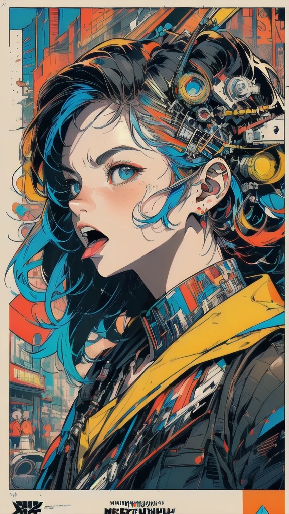 (((masterpiece, highest quality))),(((solo:1.2))),(((1girl:1.2))),32k wallpaper, very detailed, poster, vintage science fiction,(((((geometric cinematic movie poster))))), (bauhaus), shape,(((abstract))),(mid century modern),movie poster,(((((portfolio))))),(((((Close-up))))),(((((bust up))))),((((more various angle)))),(((highlight))),((((heterochromia)))),(((complete. detailed face))),(((Extremely talented))),(((((most complecated machine))))),(((((unlimited mechanic Workaholic))))),(((Absolutely detailed Mighty machines background))),(((Geiger counter))),(((Beautiful vibrant color scheme))),(((((Open your mouth as wide as you can and roar)))))