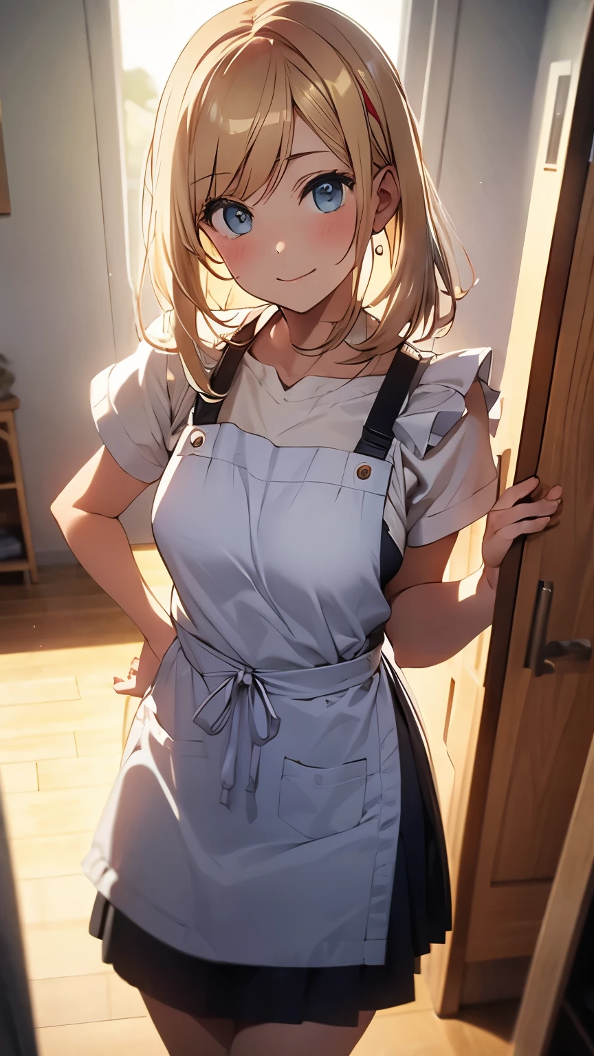 Blonde　beautiful girl　Naked Apron