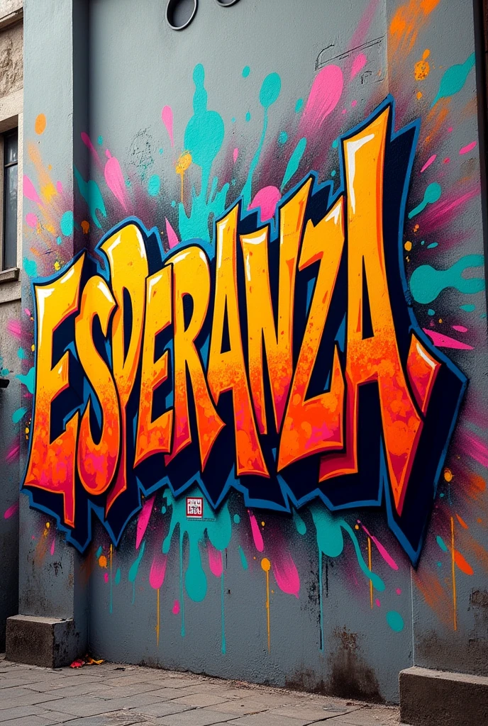 Make a graffiti with the name hope in Spanish that uses graffiti bomb letters