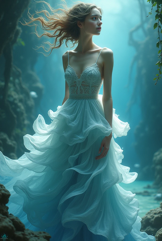 Girl wearing the waves water dress